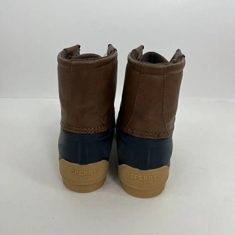 Sperry Top Sider Unisex Big Kid Size 1 Port Boot Brown & Navy Rubber Outdoor